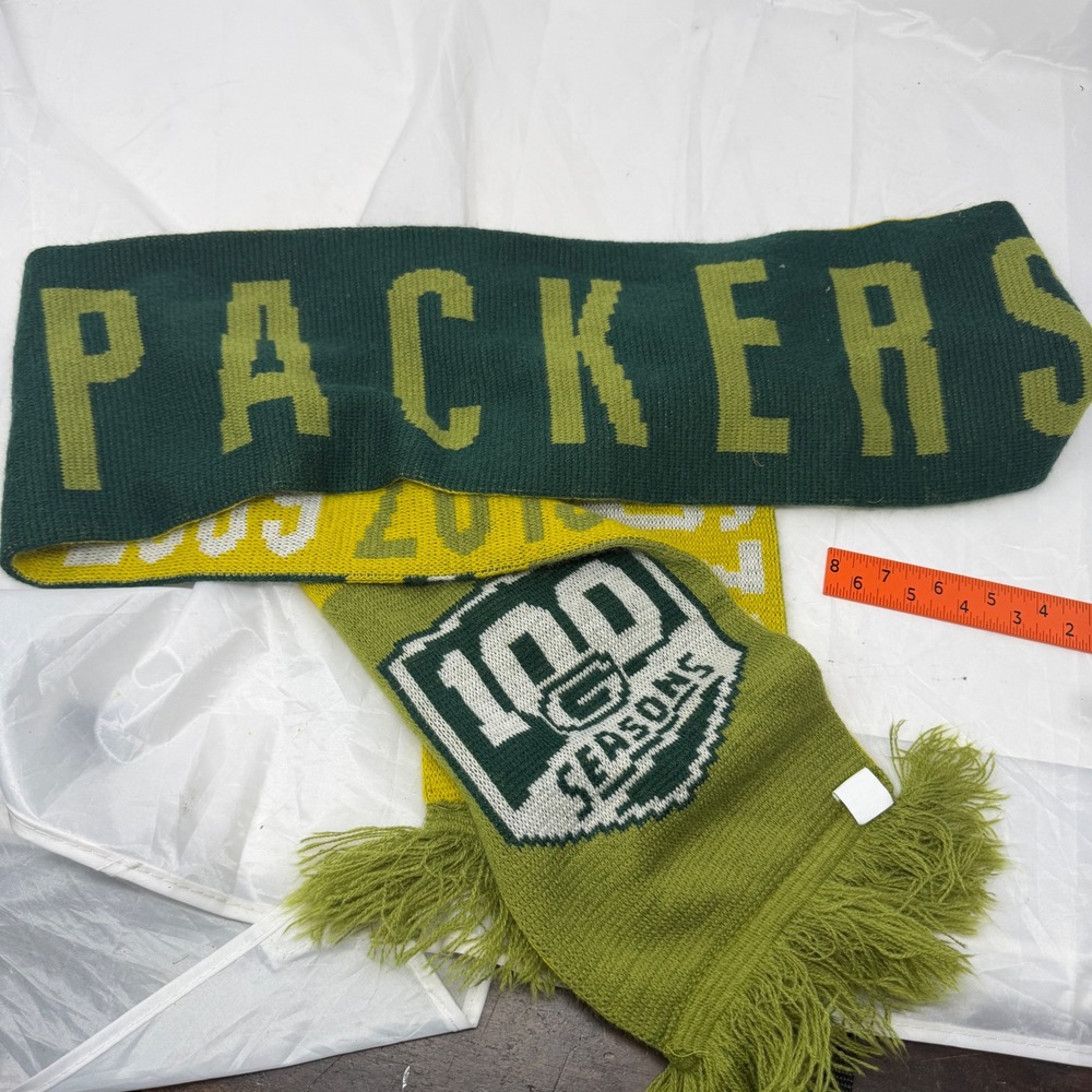 Green Bay Packers 100 Seasons Anniversary Knit Scarf NFL Football Reversible 7in
